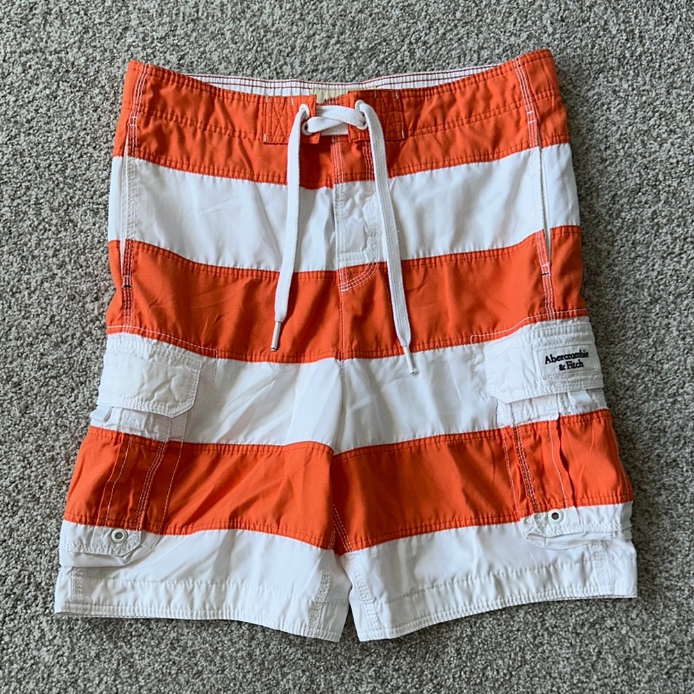 Men’s - Abercrombie & Fitch Swim trunks Orange and White Cargo Shorts